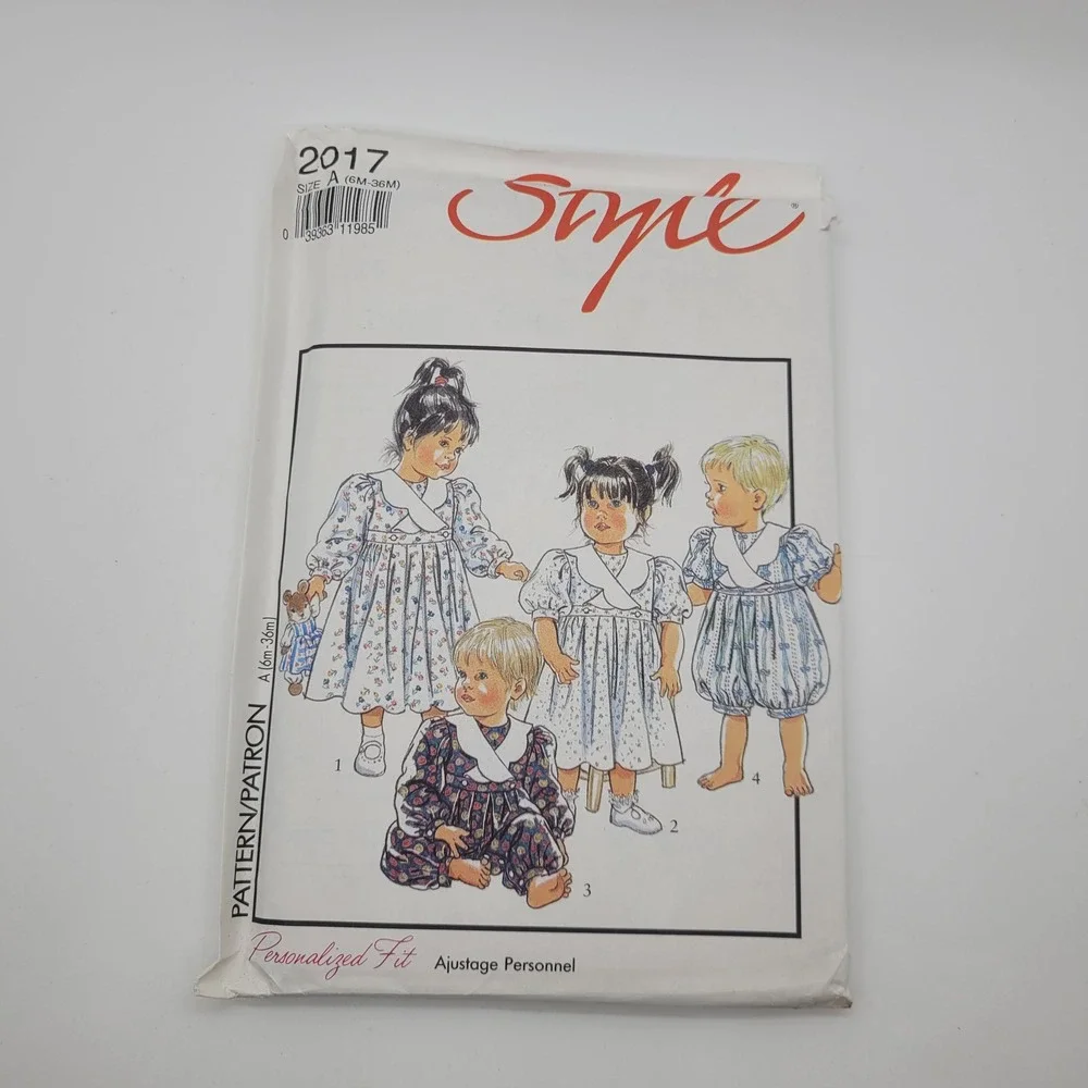 Style 2017 Sewing Pattern Infants Toddlers Dress Playsuit Romper Size 6M-36M
